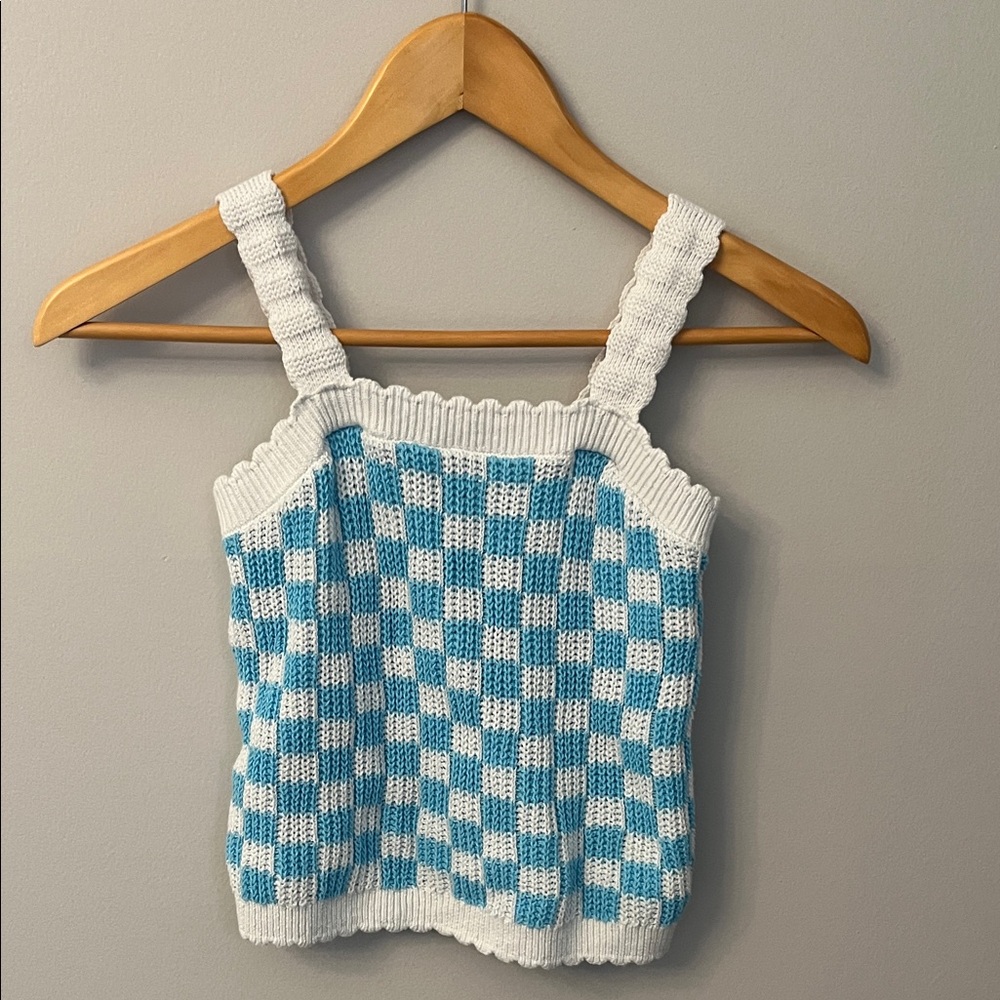 Old Navy Sky Blue and White Knit Top